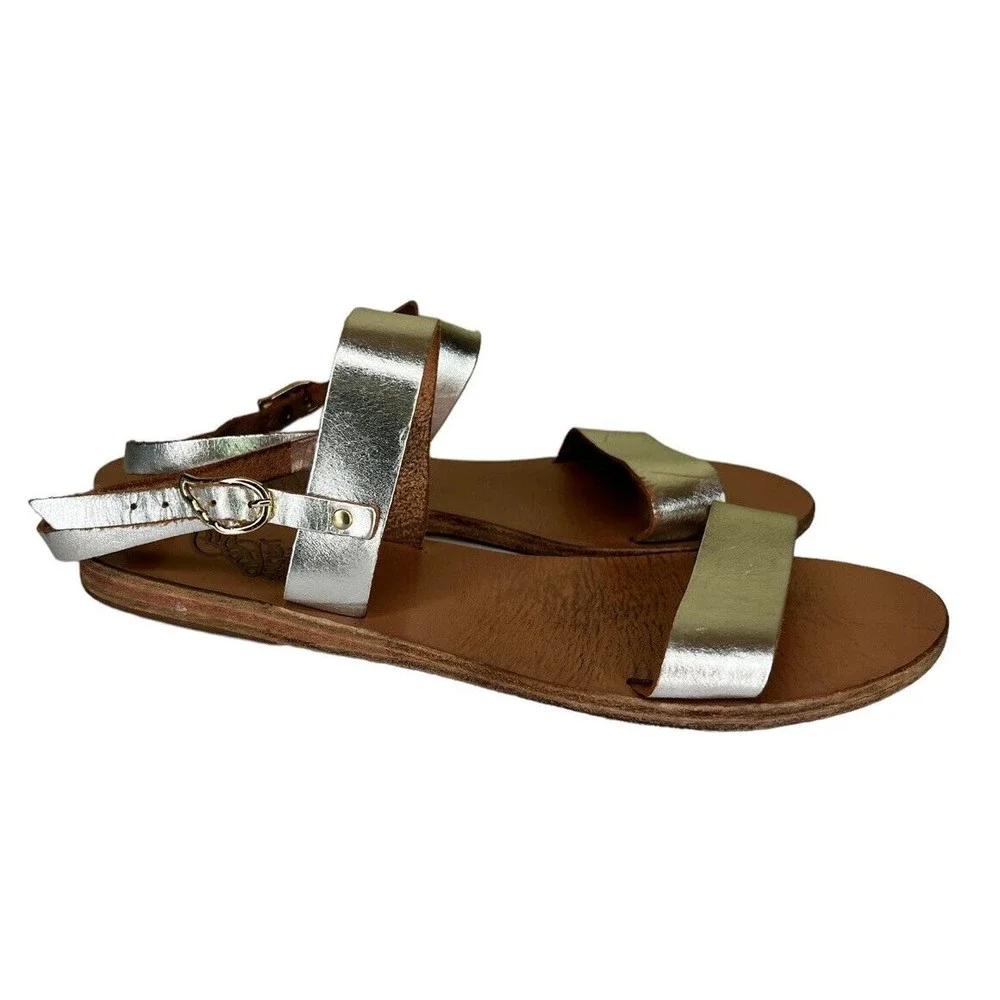 ANCIENT GREEK SANDALS CLIO SLINGBACK‎ SILVER Women's Size 39 (8.5-9)